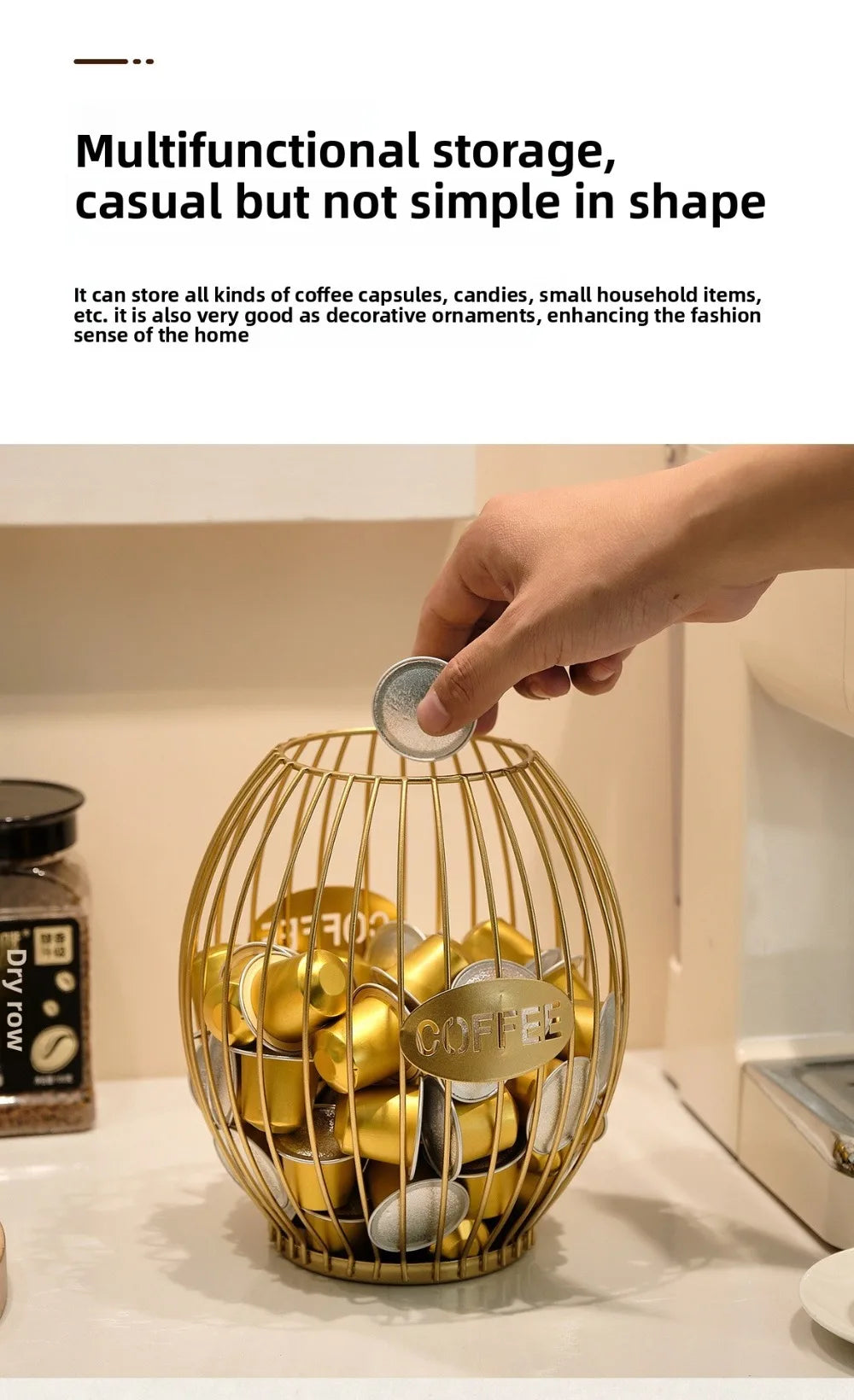 Large Capacity Coffee Pod Holder Storage Cup Coffee Pod Coffee Capsule Holder Home Decoration Coffee Creamer Container Gifts