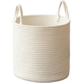Solid White Storage Baskets Cotton Rope Home Organization Kids Toy Woven Laundry Hamper with Handles Sundries Organizer Basket