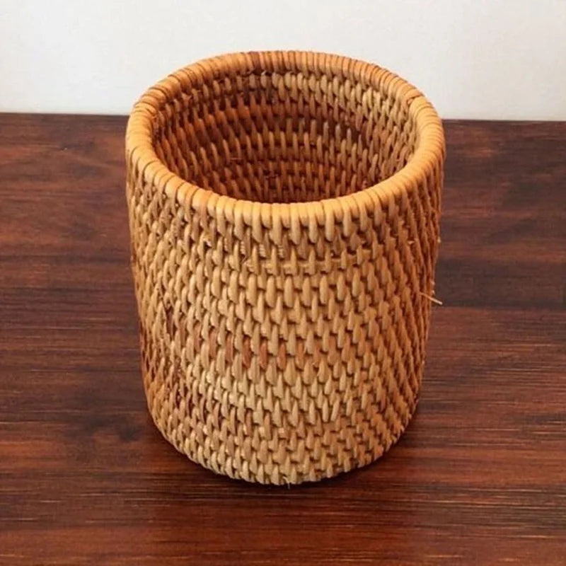 Household Rattan Organizer Chopsticks Shovel Spoons Dinner Knives Forks Tableware Storage Box Storage Baskets