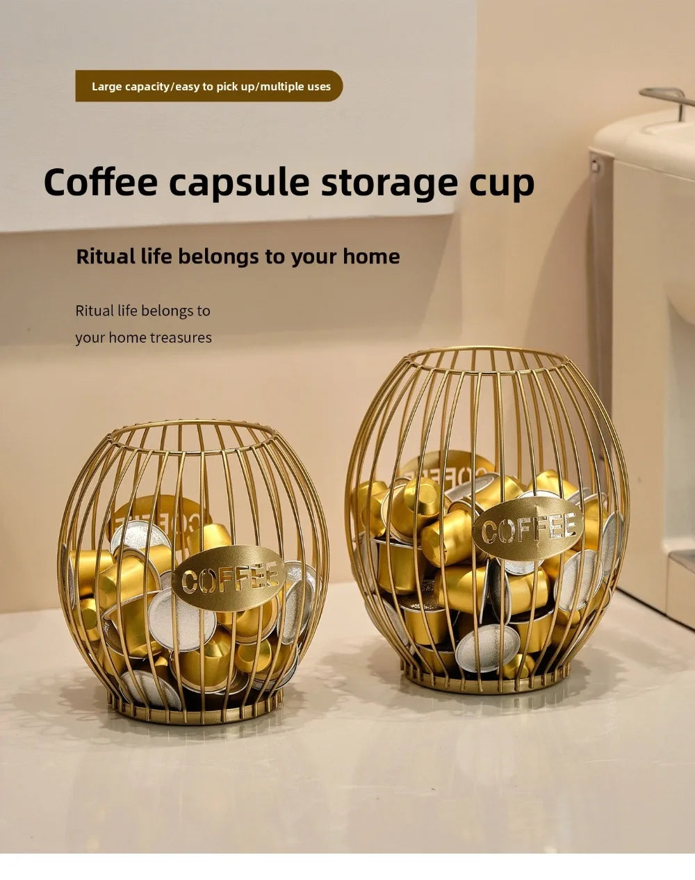 Large Capacity Coffee Pod Holder Storage Cup Coffee Pod Coffee Capsule Holder Home Decoration Coffee Creamer Container Gifts