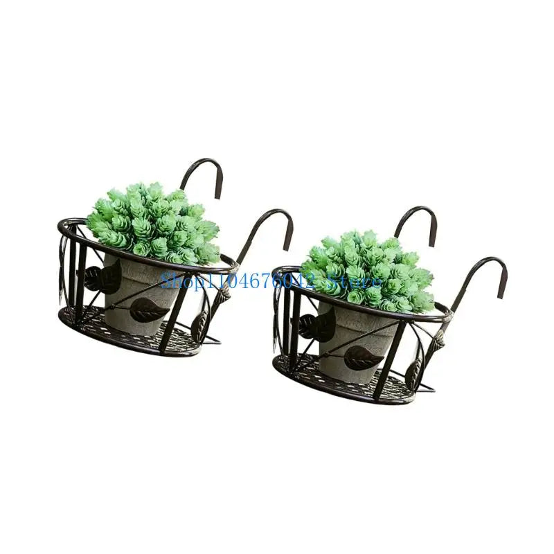 Modern Iron Hanging Planter Rack For Balcony Indoor Outdoor Gardening Storage
