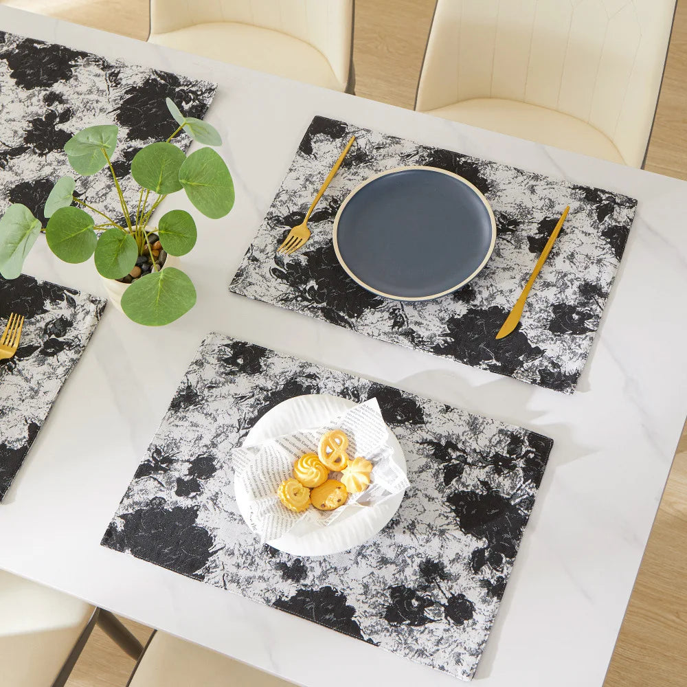 Nordic Jacquard Decoration Placemats Double-Sided Printed Floral Pattern Cutlery Mats Home Decor Dining Table Coffee Table Mats