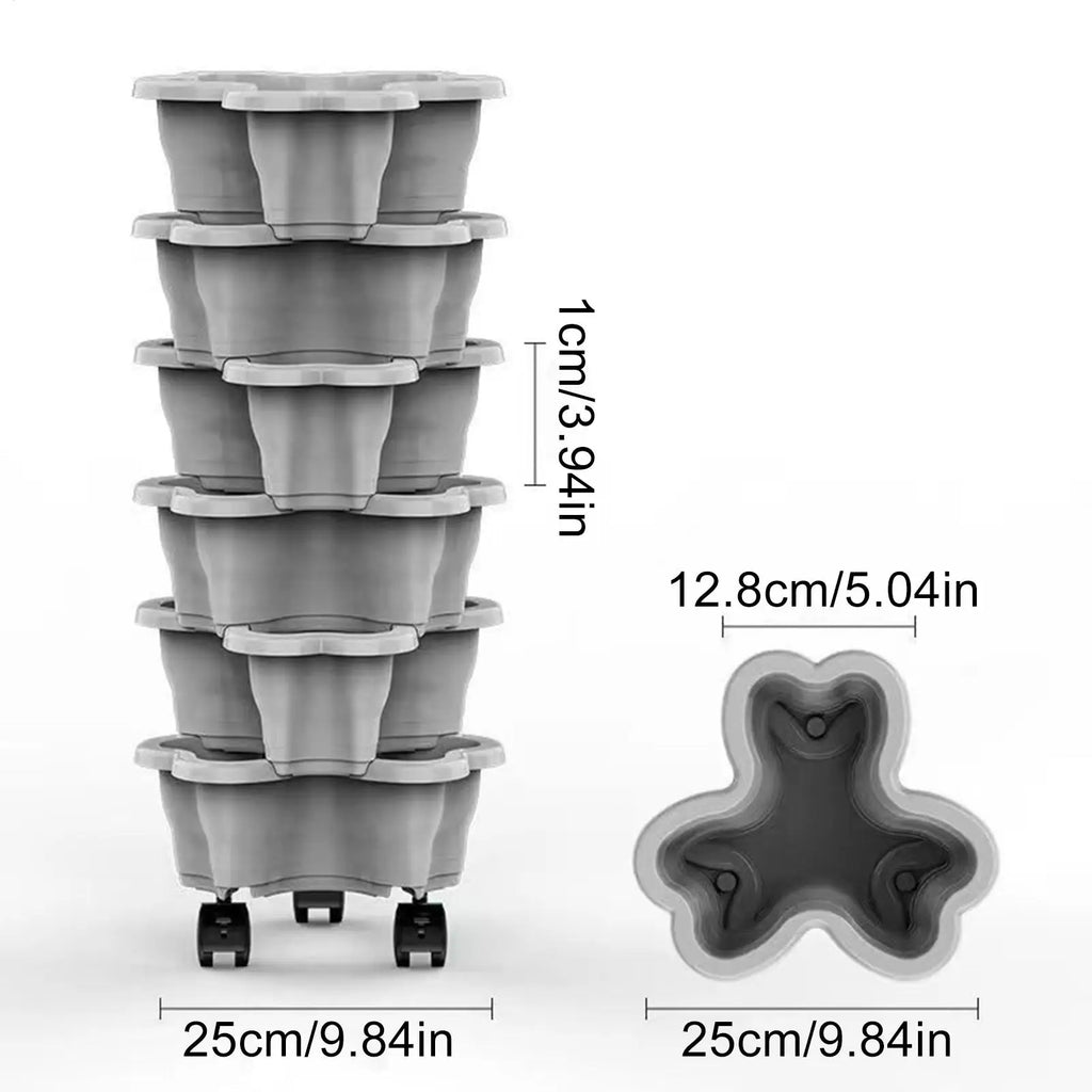 Plant Tower Indoor 6-Tier With Wheels Space Saving Stackable Vertical Planter Tower For Indoor Outdoor Home Yard Patio Raised