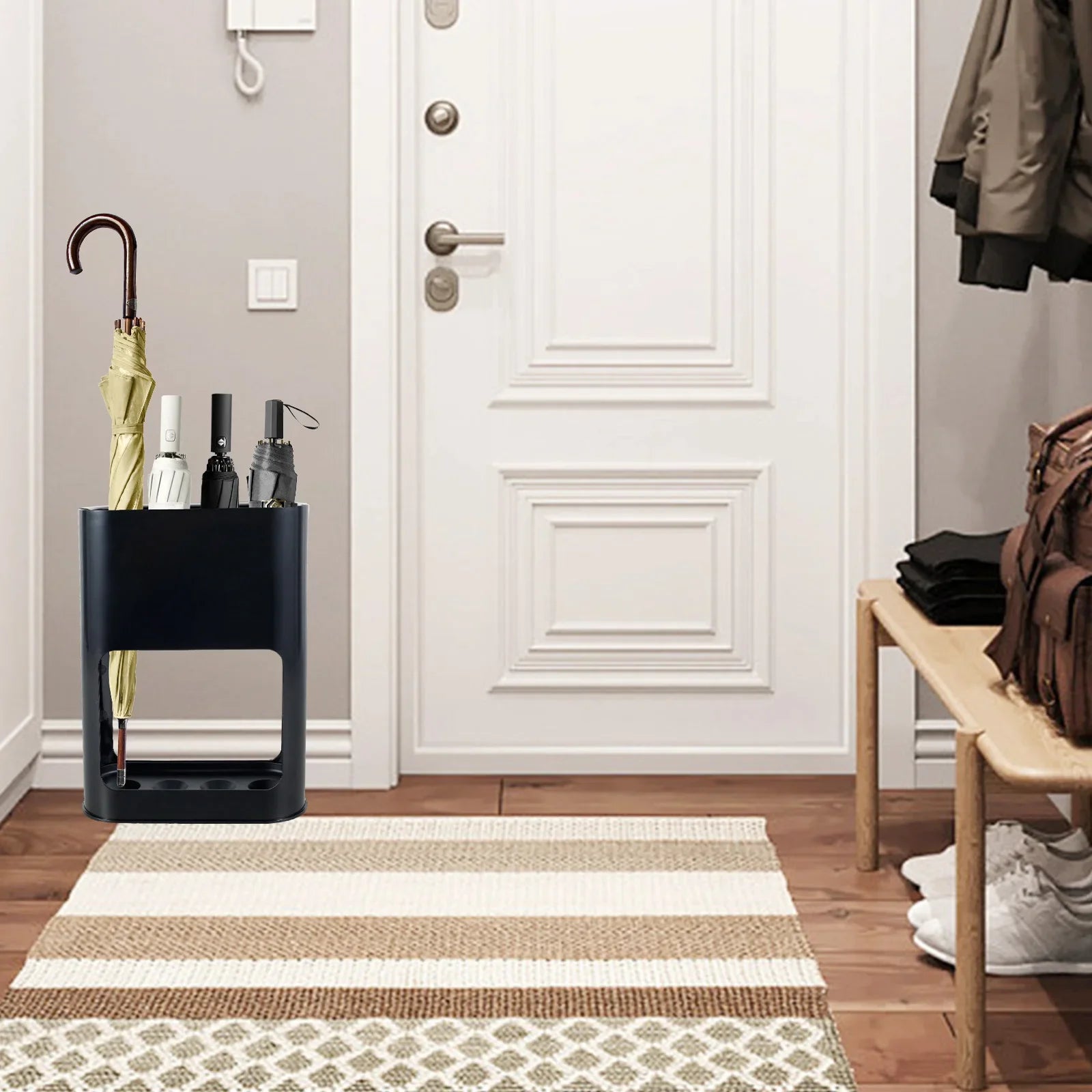 Umbrella Stand Rack Fits 4 Umbrellas Holder with Heavy Duty Metal Iron Panel Umbrella Stands with Non-Slip Soft Cushion
