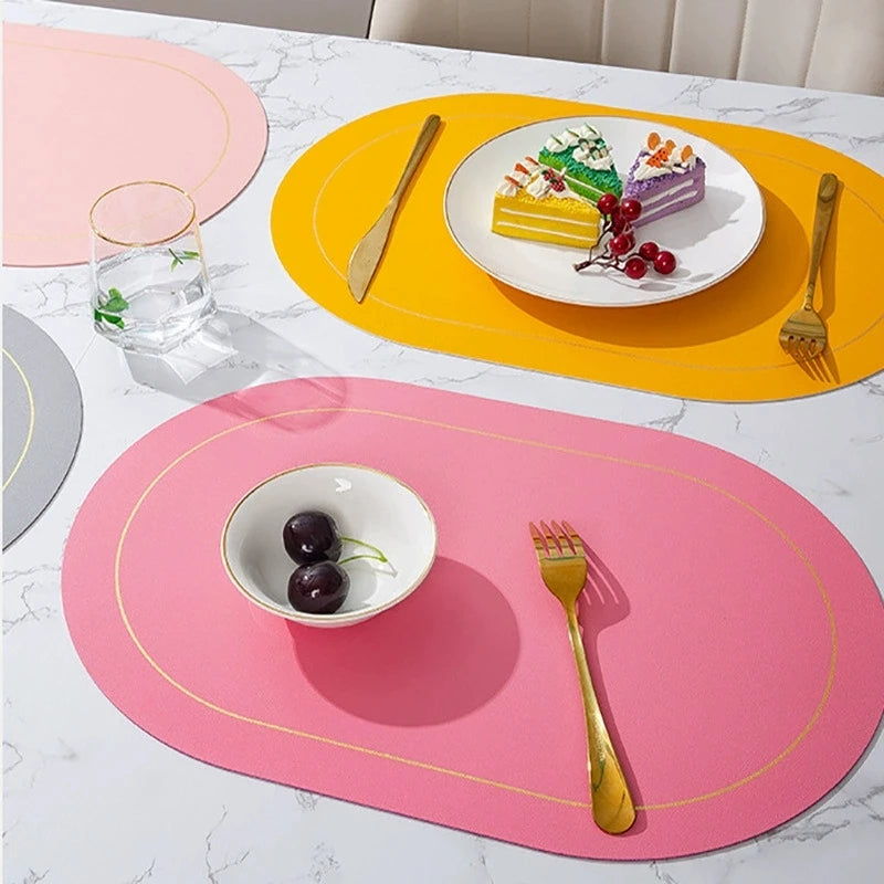 Table Leather Placemats Heat Resistant Placemats Washable Table Mats Wipeable Place Mats for Dining Table Coffee Shop Decoration