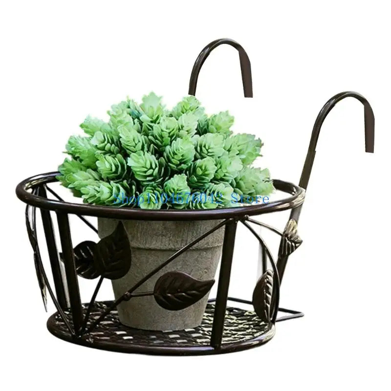 Modern Iron Hanging Planter Rack For Balcony Indoor Outdoor Gardening Storage
