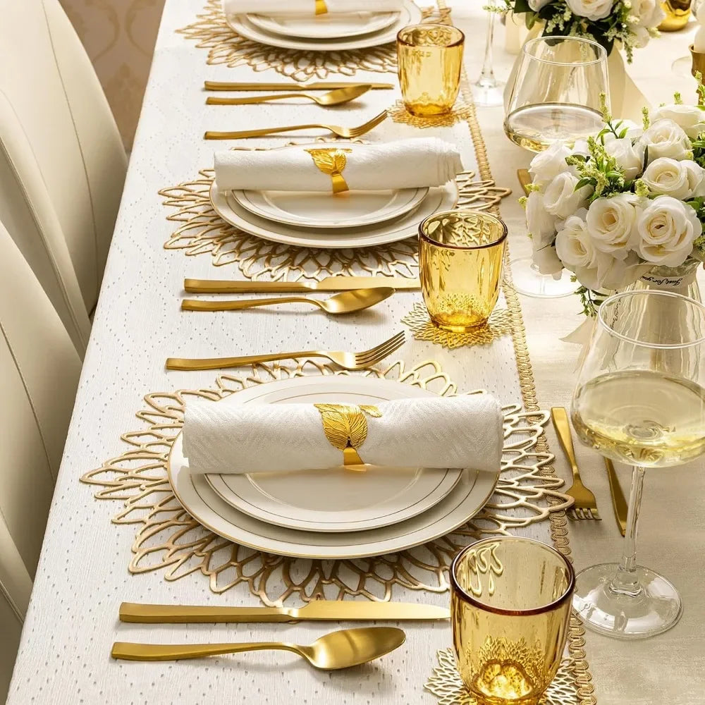 Set of 4 Round Placemats Place Mats Holiday Wipeable Vinyl Placemats Kitchen Dinner Christmas Thanksgiving Farmhouse Wedding