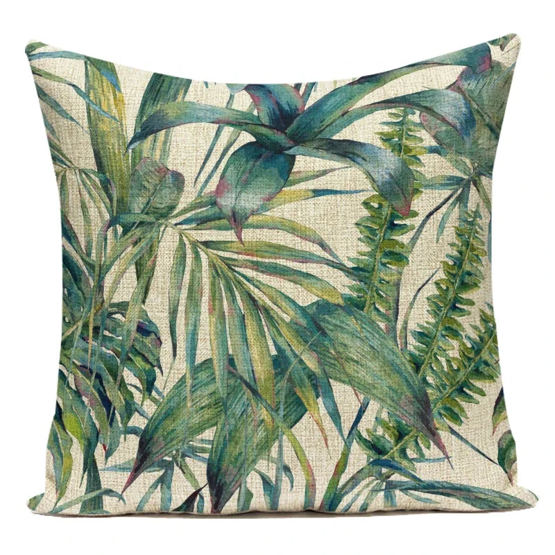 Decorative Throw Pillows Farmhouse Home Decor Tropical Green Plant Leaf Pillow Cover Cushion Cover for Living Room Almofadas