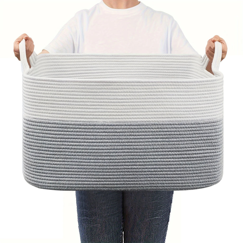 Laundry Basket, Woven Storage Baskets for Organizing, Cube Cotton rope baskets for shelves, Magazine & Newspaper Baskets
