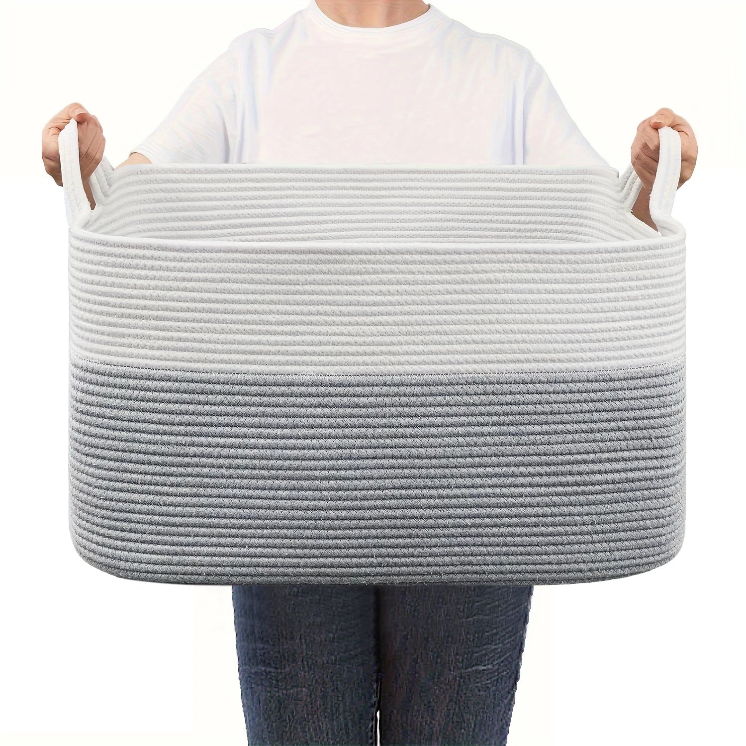 Laundry Basket, Woven Storage Baskets for Organizing, Cube Cotton rope baskets for shelves, Magazine & Newspaper Baskets