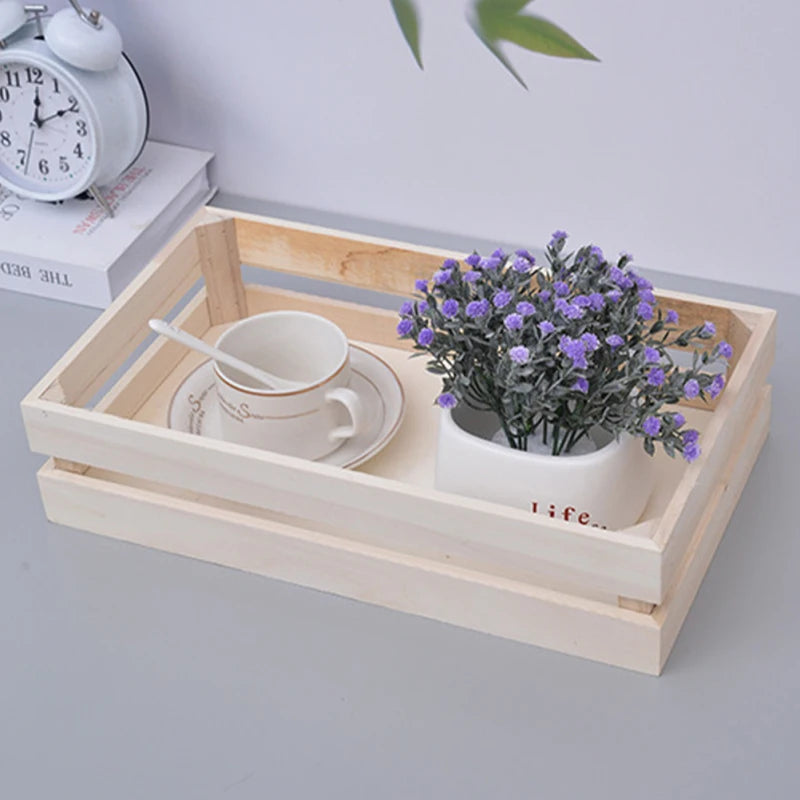 Small Storage Containers Basket Baskets Wooden Organizer Rectangle Office Crates Hamper Rectangle Wooden Storage Basket For Home