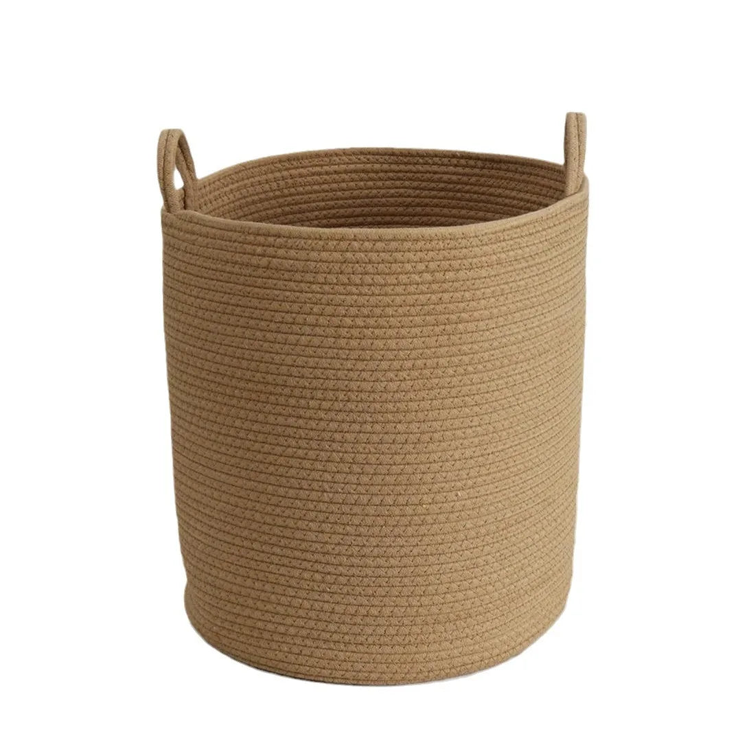 Solid White Storage Baskets Cotton Rope Home Organization Kids Toy Woven Laundry Hamper with Handles Sundries Organizer Basket