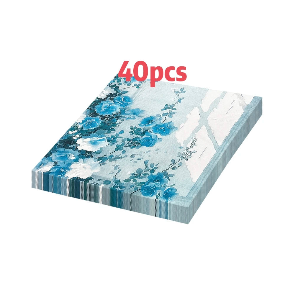 20 pieces per pack of French retro blue country print napkin placemats are suitable for various party occasions, weddings, birth