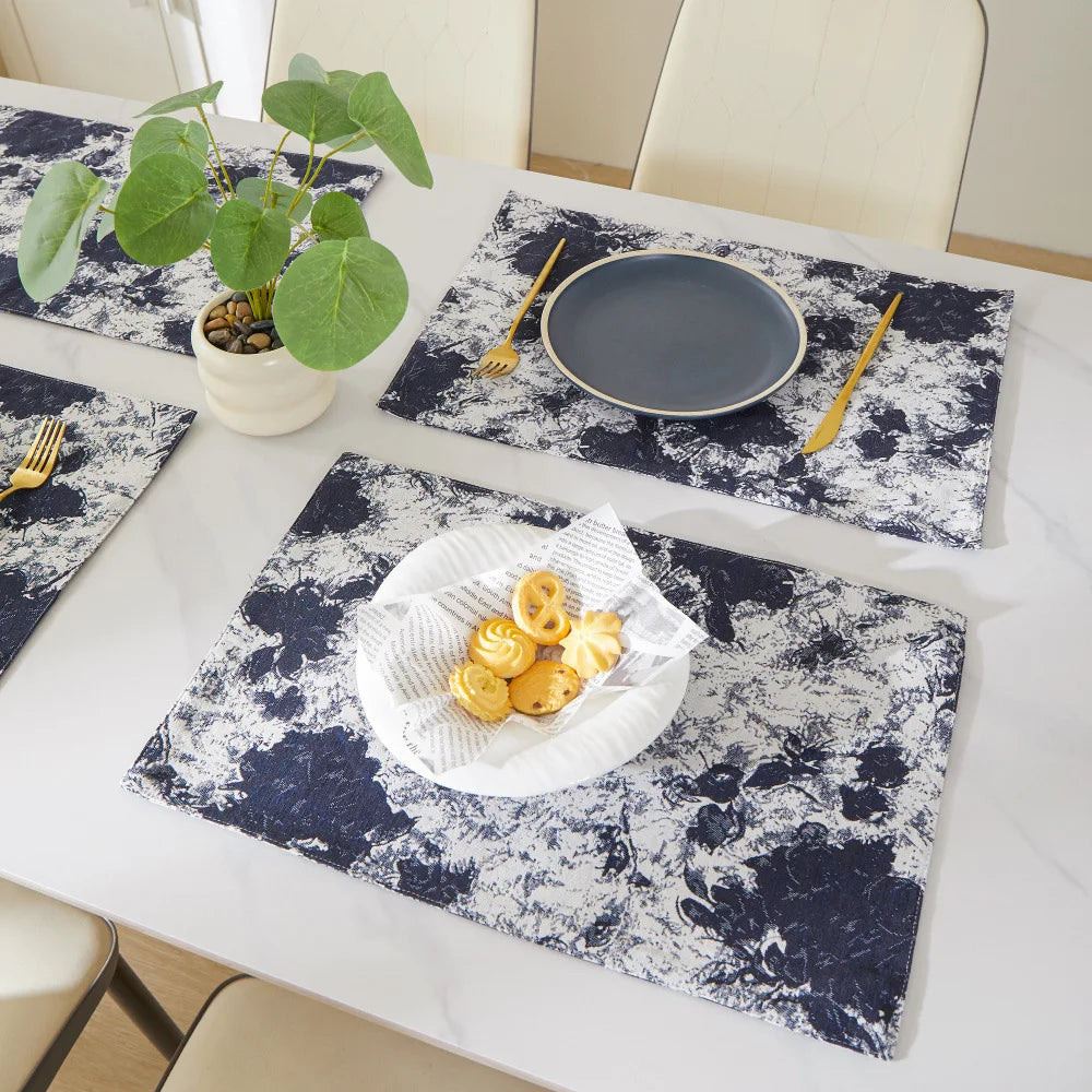 Nordic Jacquard Decoration Placemats Double-Sided Printed Floral Pattern Cutlery Mats Home Decor Dining Table Coffee Table Mats