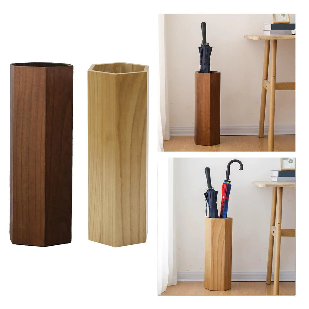 Wooden Umbrella Holder Umbrella Storage Bucket Multifunction Umbrella Organizer Umbrella Rack Household for Hotel Supermarket