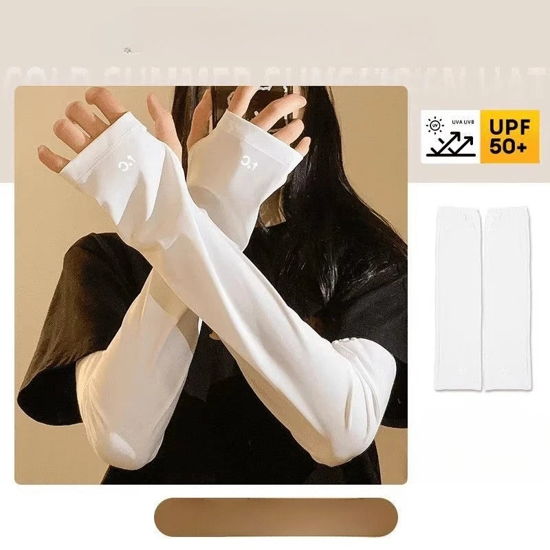 Sunscreen Ice Sleeves Women's Summer UV Protection Ice Silk Loose Enlarged Thin High-value Hand Sleeves Men