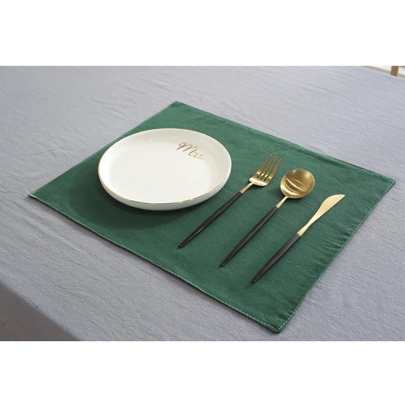 4PCS Solid Color Cotton Napkins,Non-Slip Heat Insulation Placemat,Coffee Tea Dinner Table Mat,Handmade Coaster,Washable Doily