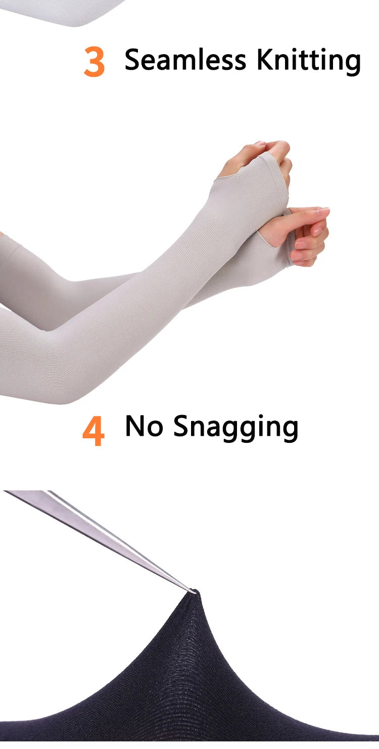 UV Solar Arm Sleeves Woman Men Cycling Fingerless Gloves Cool Muff Summer Ice Silk Elastic Arm Cover Driving Anti-Sunburn Sleeve