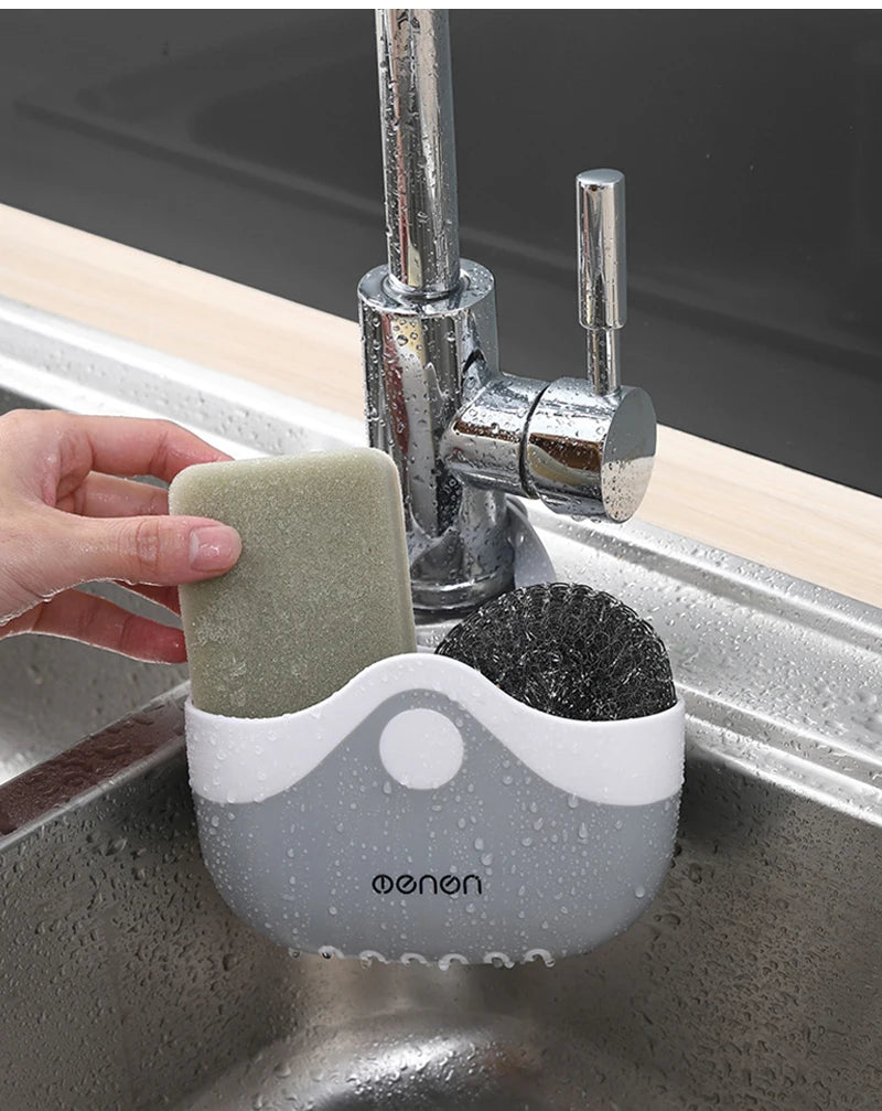 Home Storage Drain Basket Kitchen Sink Holder Sponge Basket Storage Adjustable Soap Shelf Hanging Drain Basket Faucet Shelf