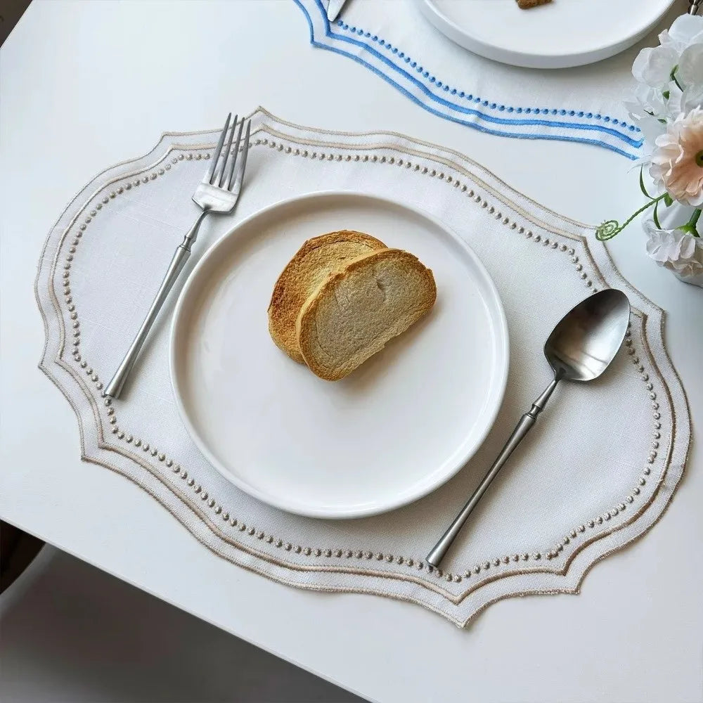 New Vintage Placemat Napkins Imitation Cotton Linen Washable Decorative Table Mat Embroidered Fabric French Lace Table Place Mat