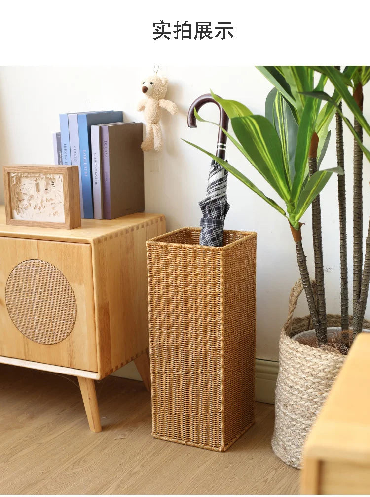 Umbrella Stand with Drip Tray, Small Square Rain Holder, Long Handle Umbrella Organizer, Home Hallway Storage Rack