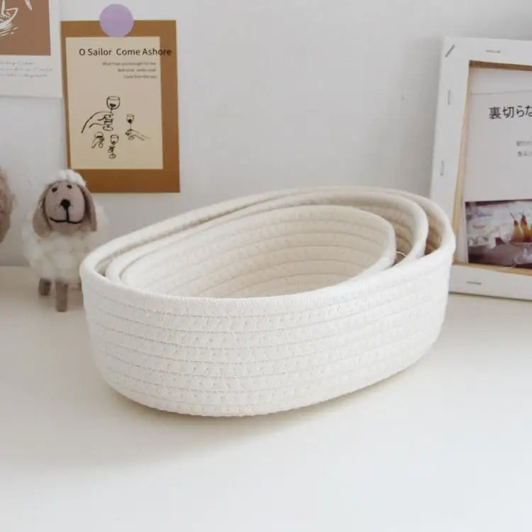 Woven Storage Baskets Multifunctional Desktop Sundries Cosmetics Kids Toys Organizer Box Desk Stationery Space Saving Cases