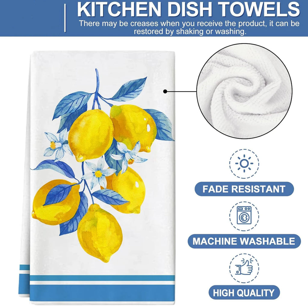 2-pack lemon tea napkins 40 * 60cm flat, comfortable, and stain resistant, suitable for dining table use