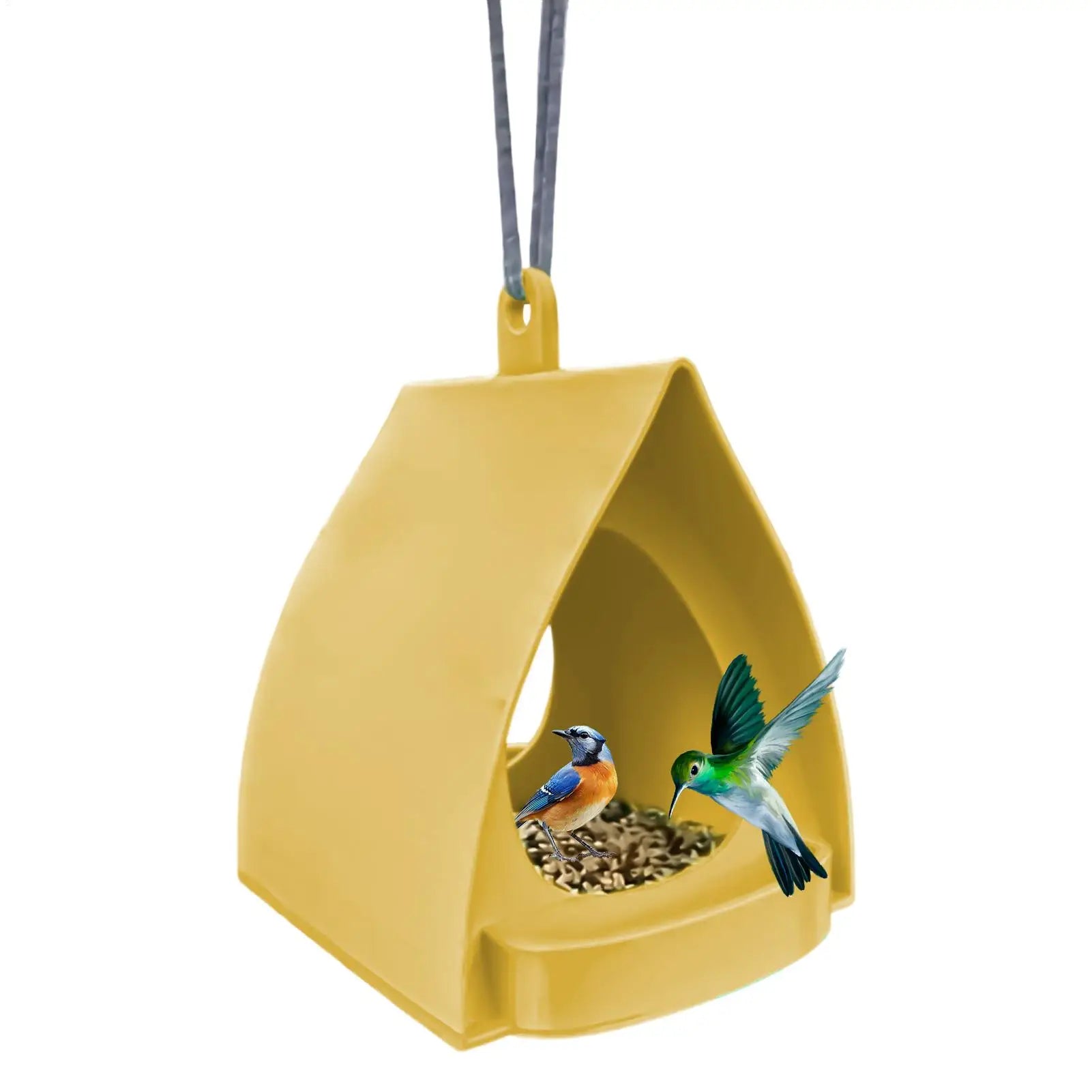 Bird Feeders for Outdoors Open Design Hanger with Top Hook Hut Shape Hangable Mounted Small Hummingbird Feeder for Outside