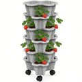 Plant Tower Indoor 6-Tier With Wheels Space Saving Stackable Vertical Planter Tower For Indoor Outdoor Home Yard Patio Raised