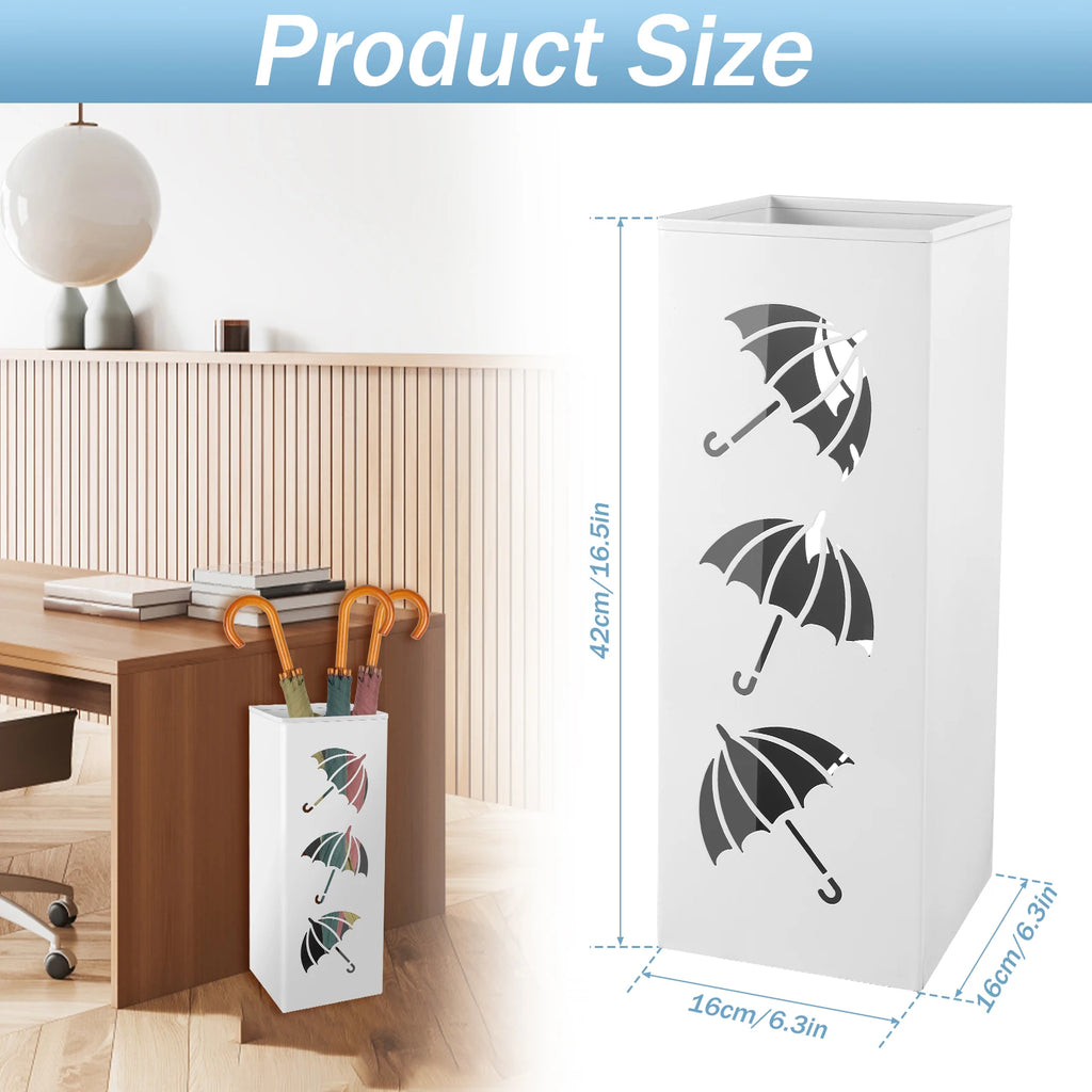 New Umbrella Holder Metal Hollow Out Stand Storage Bucket Freestanding Round Bin Waterproof Walking Sticks Rack