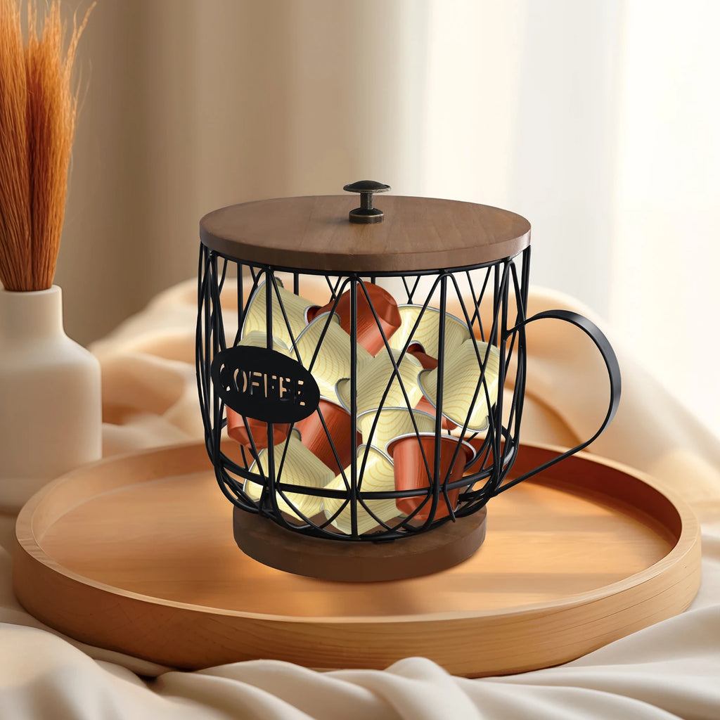 Coffee Pod Holder Iron Coffee Capsule Holder Hollow Coffee Pod Storage Kitchen Countertop Organizer Waterproof Base Baskets