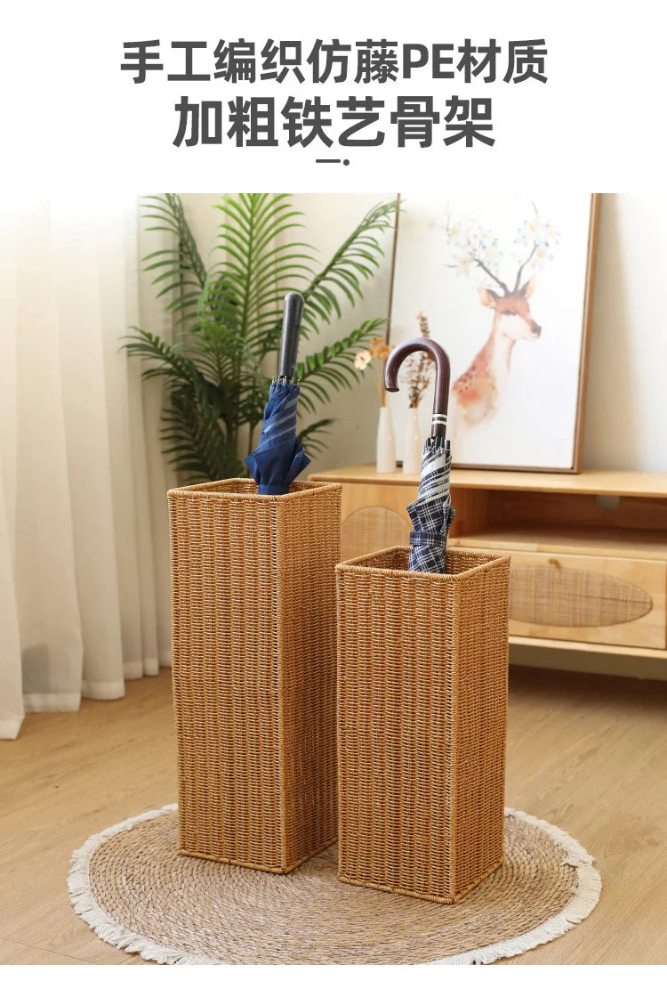 Umbrella Stand with Drip Tray, Small Square Rain Holder, Long Handle Umbrella Organizer, Home Hallway Storage Rack