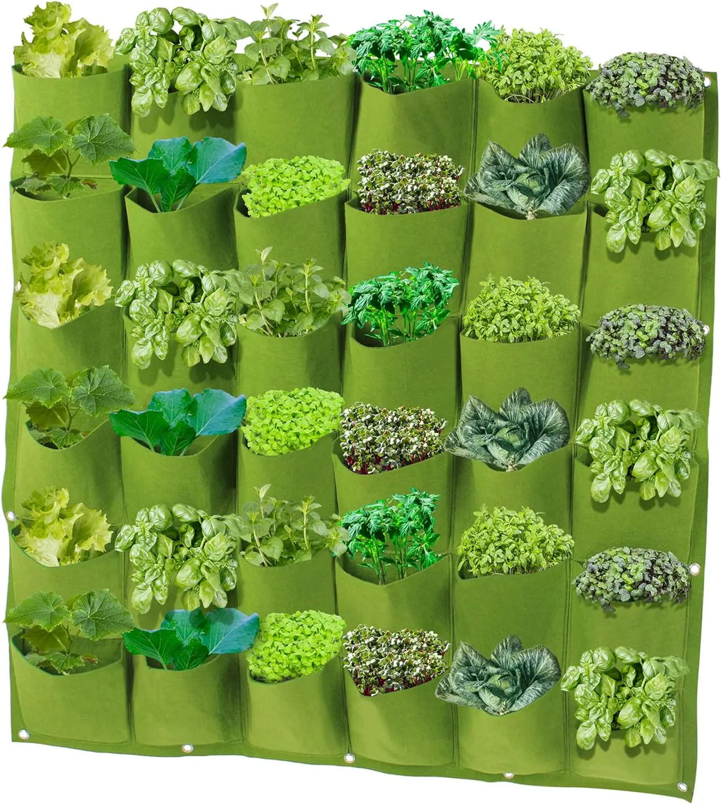 Plant growth bag， Felt Vertical Wall Planter Outdoor Herb Vegetable Hanging Garden  Plant Holder for Railing, Balcony, Fence