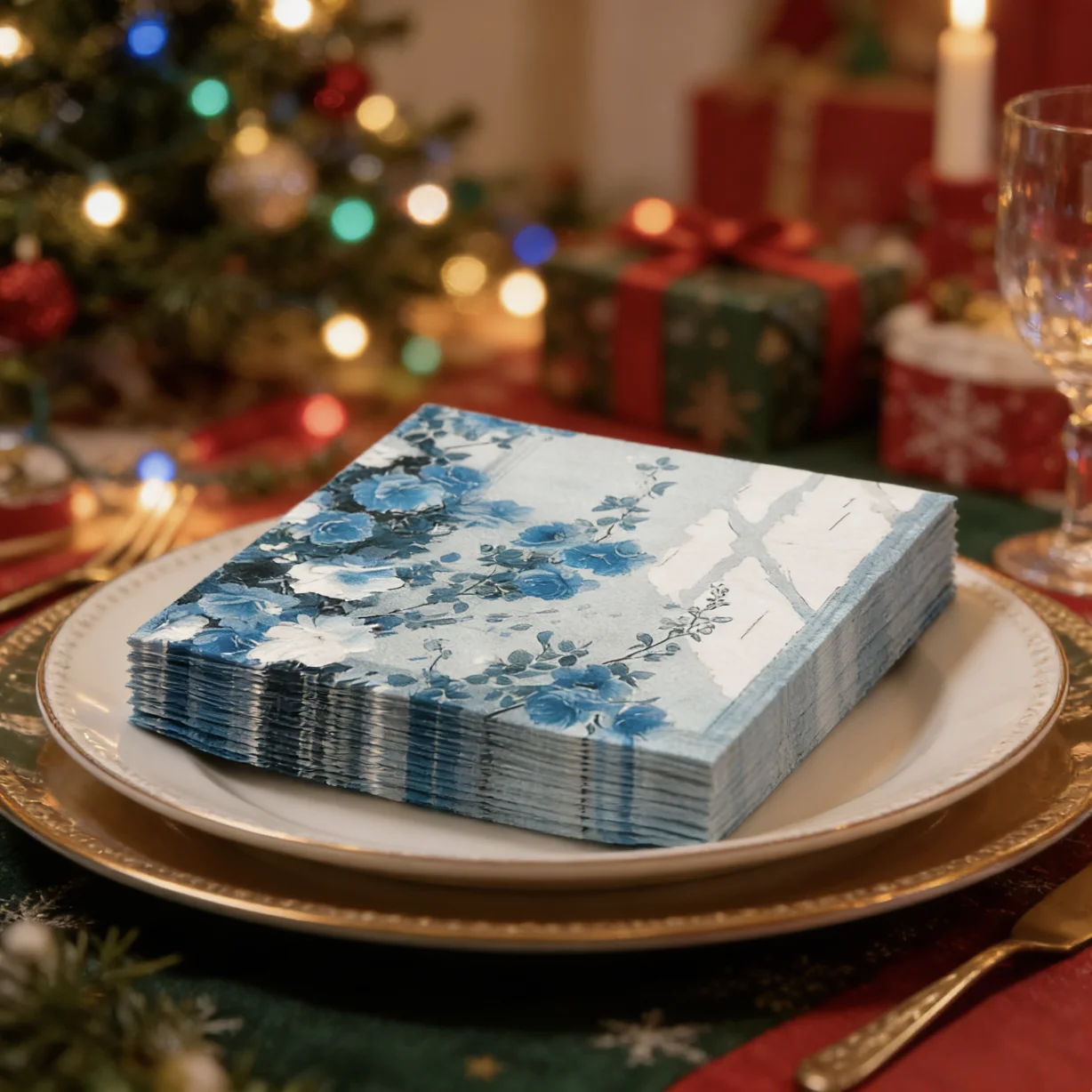 20 pieces per pack of French retro blue country print napkin placemats are suitable for various party occasions, weddings, birth