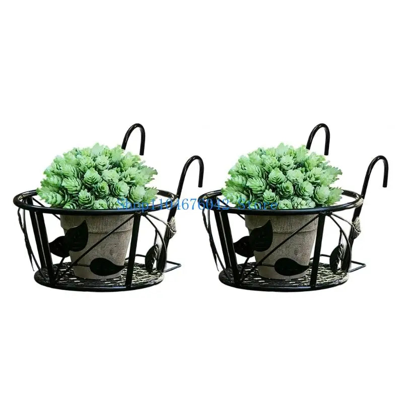 Modern Iron Hanging Planter Rack For Balcony Indoor Outdoor Gardening Storage