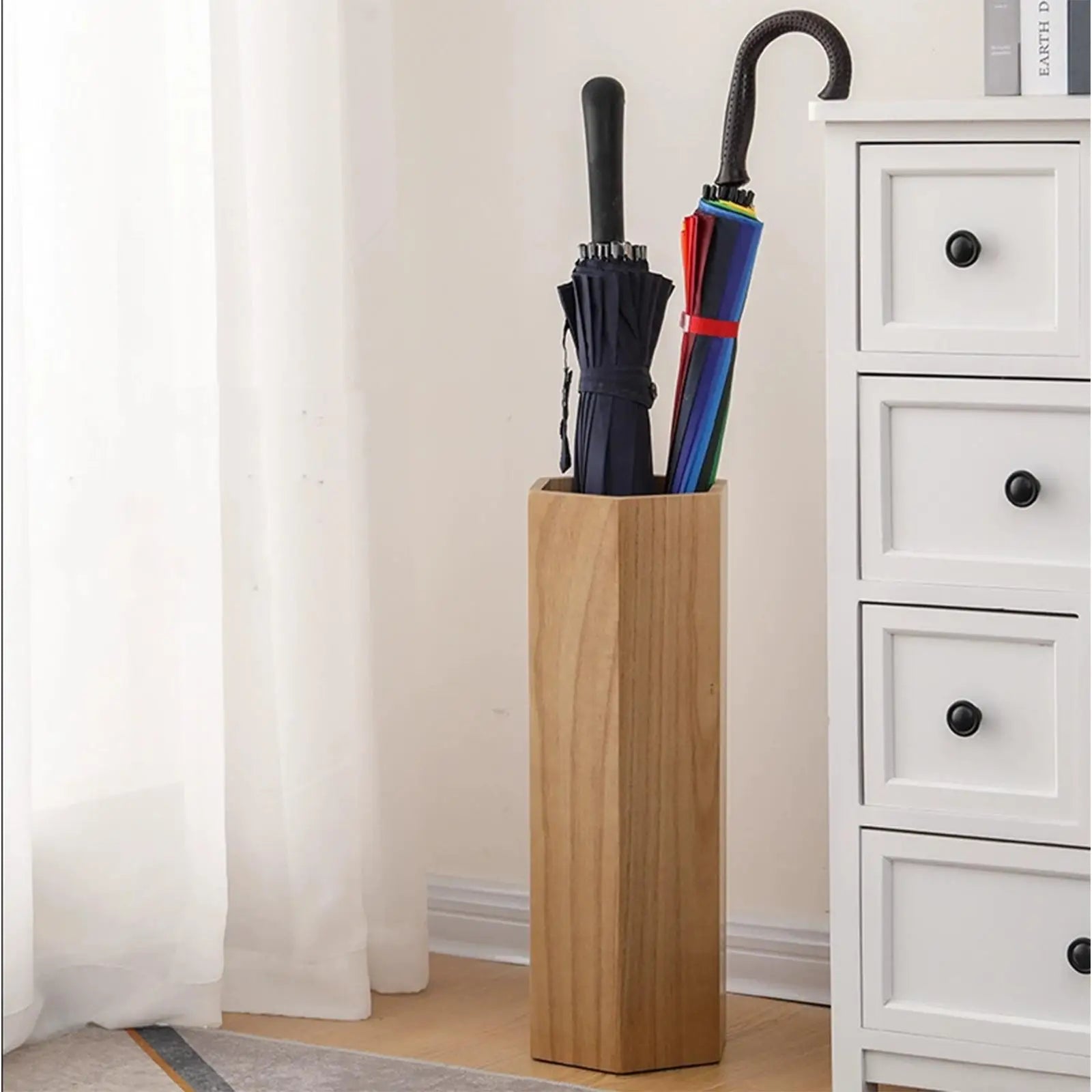 Wooden Umbrella Holder Umbrella Storage Bucket Multifunction Umbrella Organizer Umbrella Rack Household for Hotel Supermarket