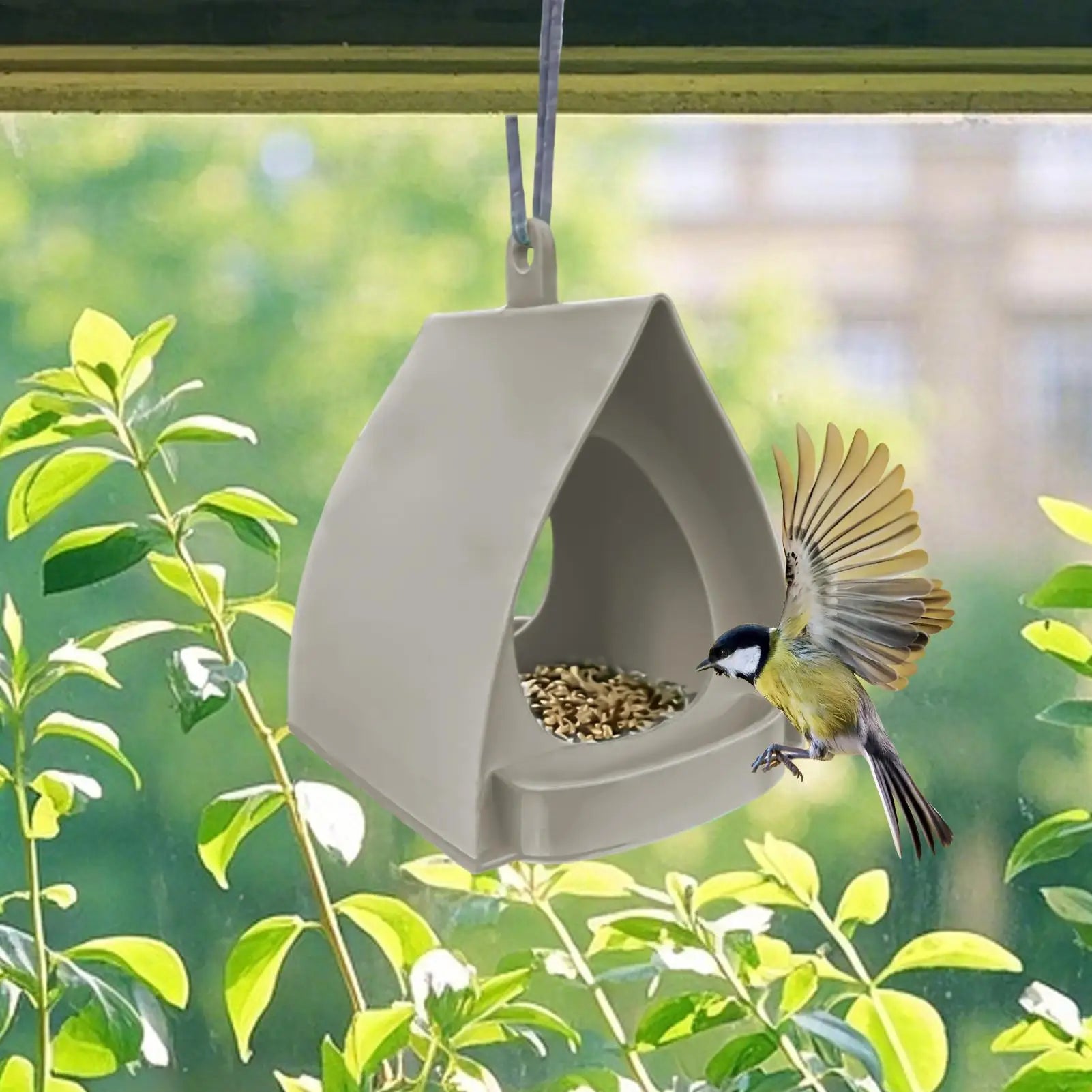 Bird Feeders for Outdoors Open Design Hanger with Top Hook Hut Shape Hangable Mounted Small Hummingbird Feeder for Outside